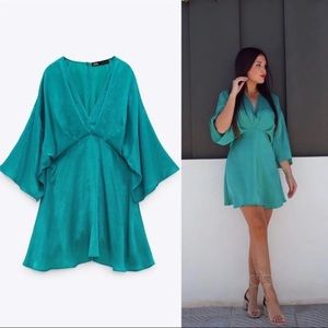 Zara satin effect full cut sleeve dress